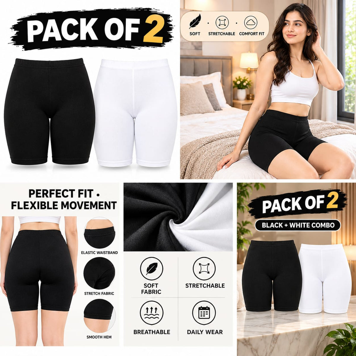 Under Skirt Shorts for Women & Girls Under Dress Shorts High Waist Stretchable Skin Fit Shorties Tights for Women & Girls Cycling Shorts for Women Shorts Biker Bicycle Shorts