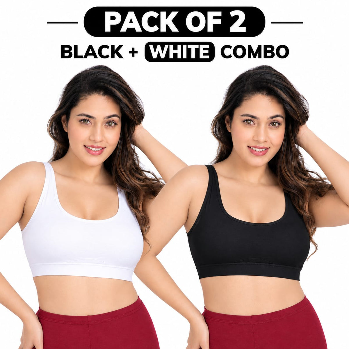 DChica Cotton Uniform Beginners Bra for Girls, Non-Padded Full Coverage Seamless Non-Wired Gym Workout Bra with Adjustable Thin Strap, Slip-on Training Bra for Teenager