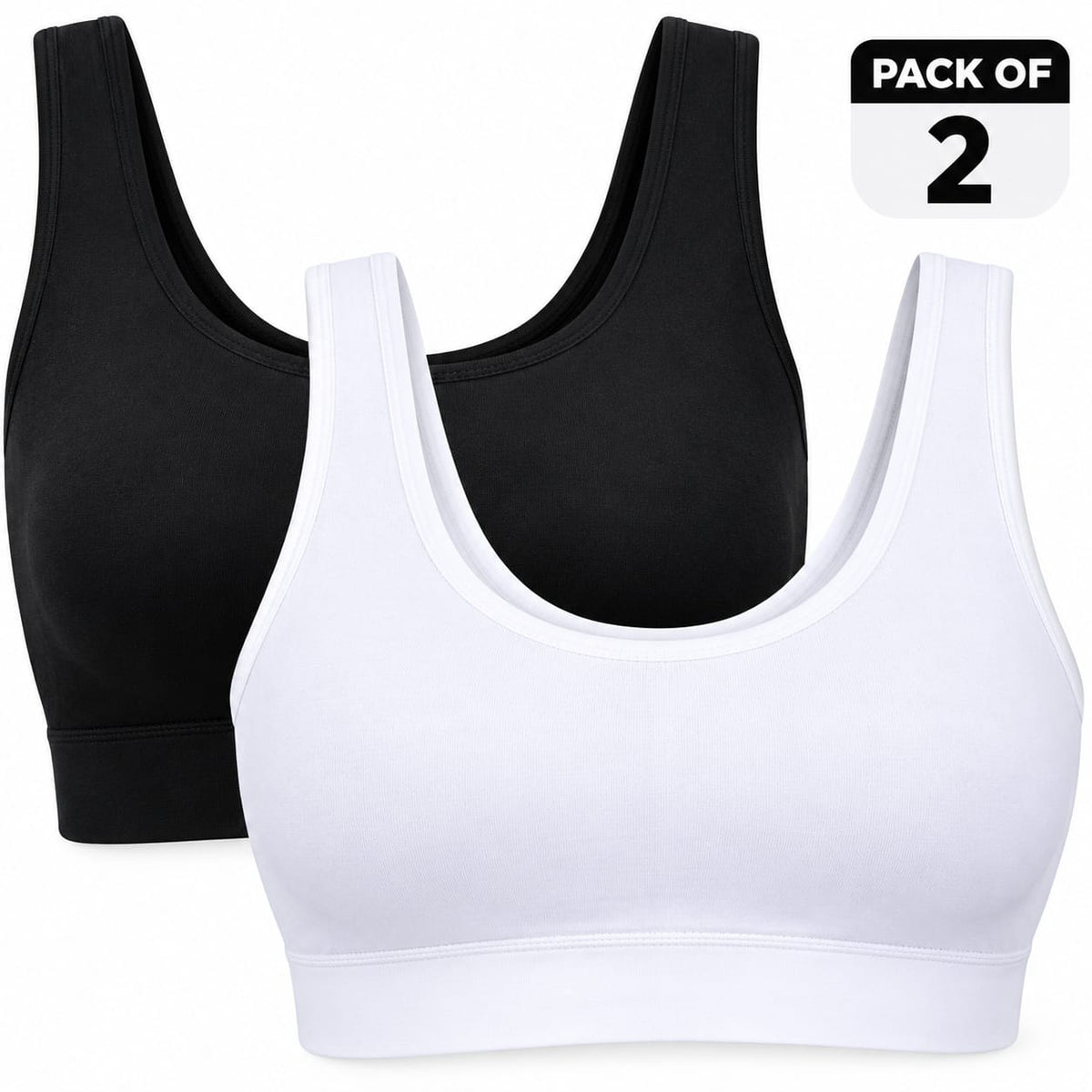 DChica Cotton Uniform Beginners Bra for Girls, Non-Padded Full Coverage Seamless Non-Wired Gym Workout Bra with Adjustable Thin Strap, Slip-on Training Bra for Teenager